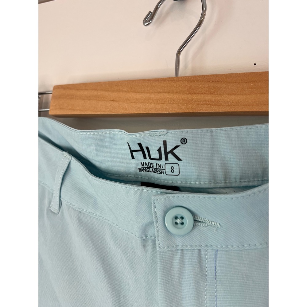 Huk Pursuit Fishing Shorts Womens 8 Blue Aqua Performance Quick Dry gorpcore - Picture 2 of 9